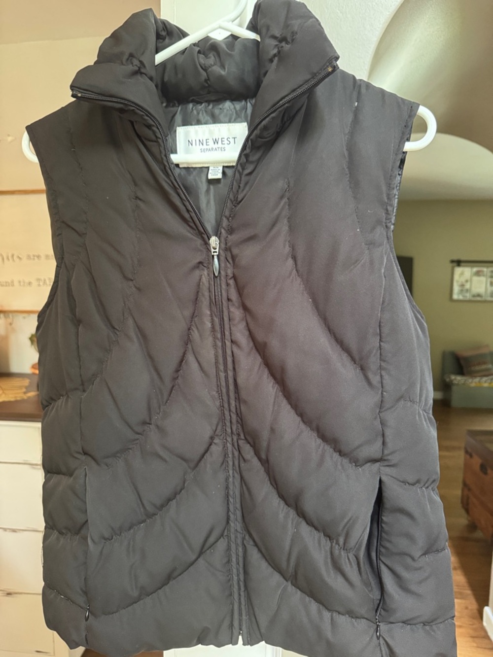 Nine West Black Quilted Puffer Vest